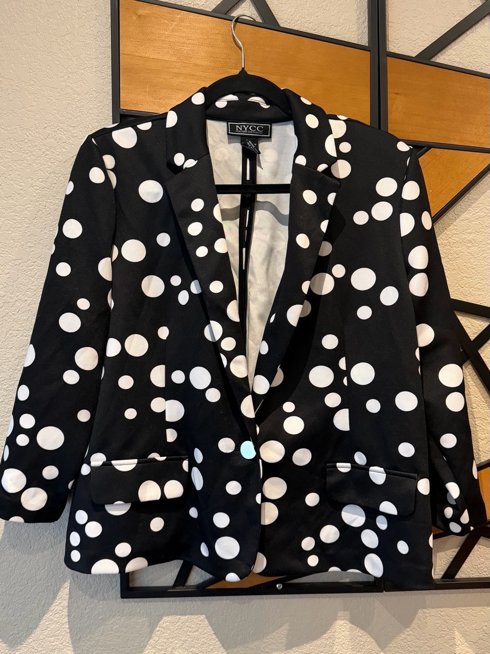 New York & Company Black and White Polka Dot Blazer